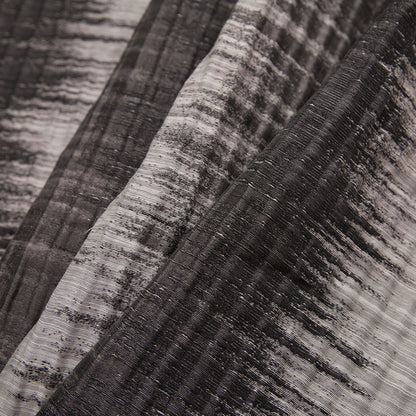 Indian Black/White Geometric Striped Polyester-Cotton Brocade - Folded