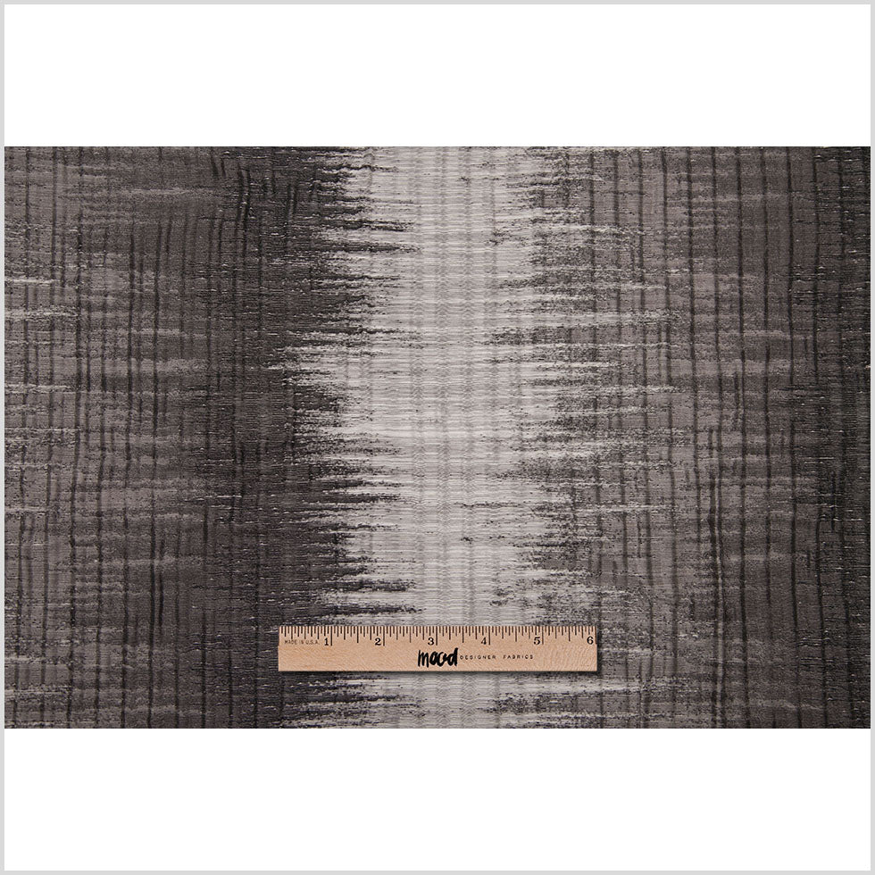 Indian Black/White Geometric Striped Polyester-Cotton Brocade - Full