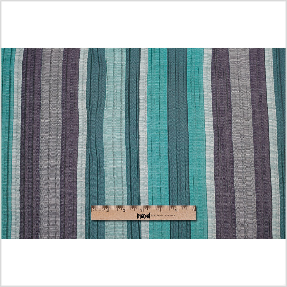 Indian Aqua/Purple Striped Poly/Cotton Brocade - Full