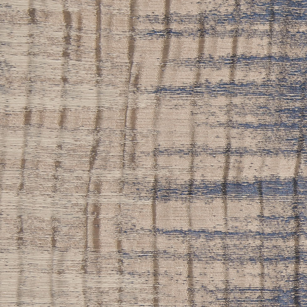 Indian Blue/Beige Geometric Striped Polyester-Cotton Brocade - Detail