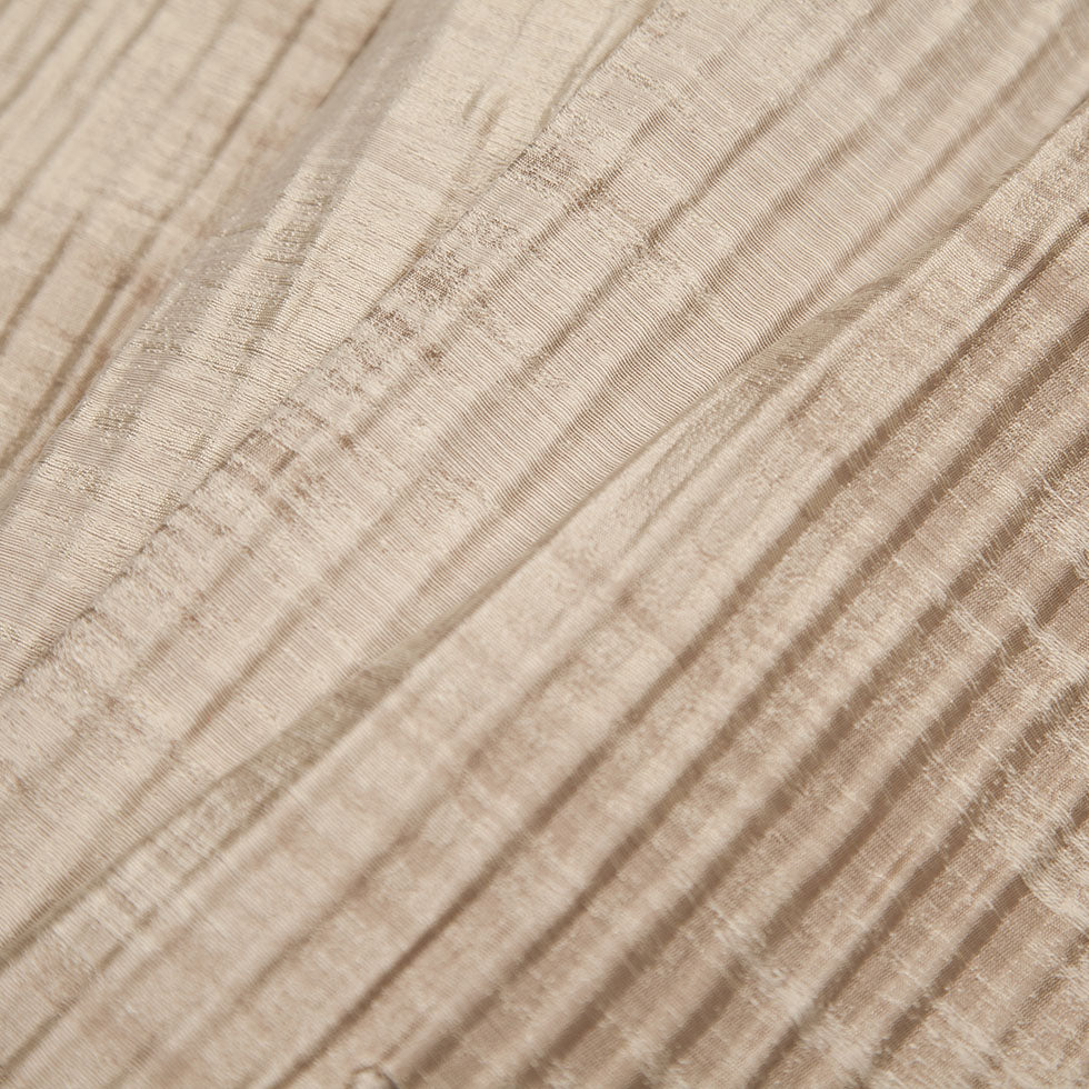 Indian Beige Geometric Striped Polyester-Cotton Brocade - Folded