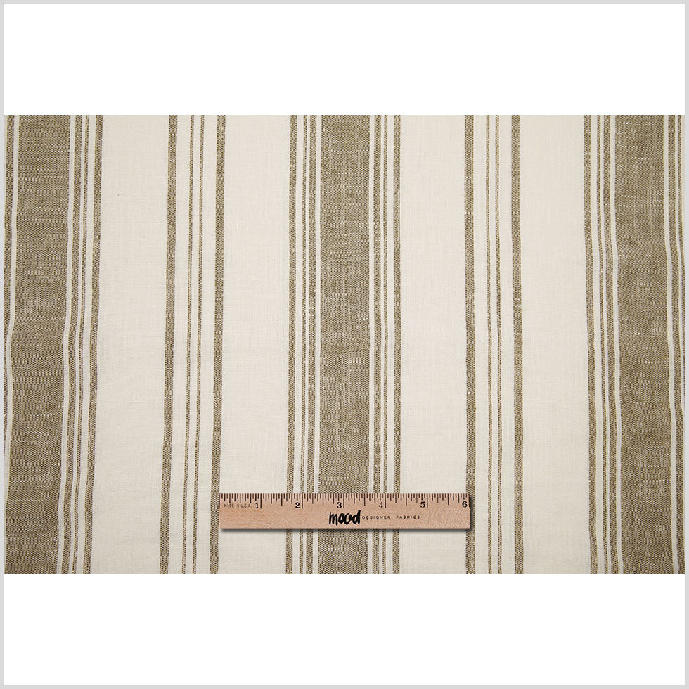 Indian Olive/White Striped Linen Woven - Full