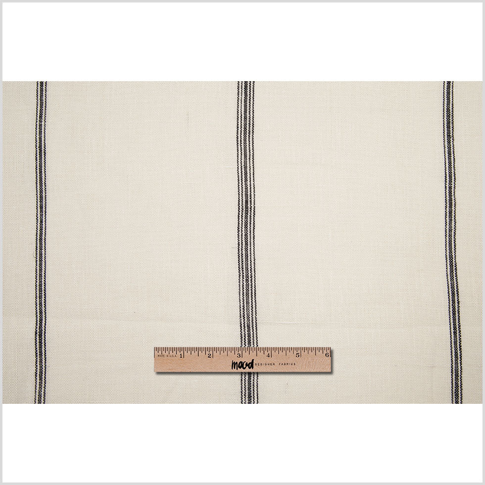 Indian White/Black Striped Linen Woven Full
