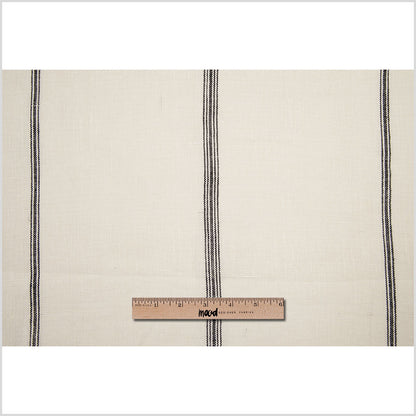 Indian White/Black Striped Linen Woven Full