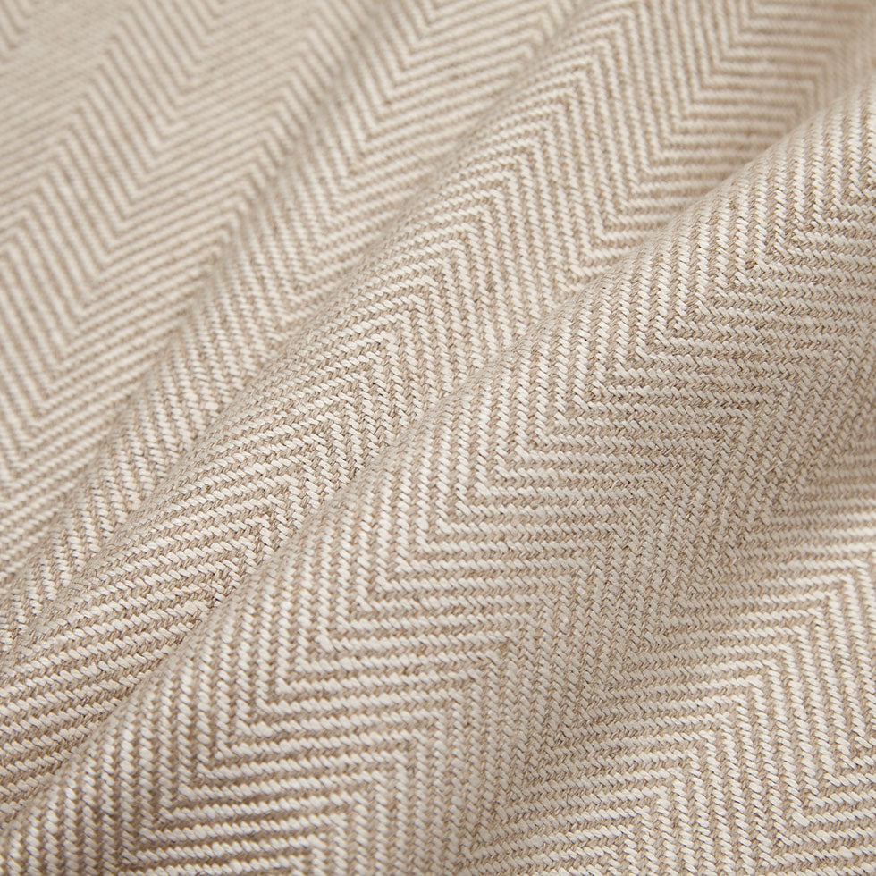 Indian Natural/White Herringbone Linen Woven - Folded