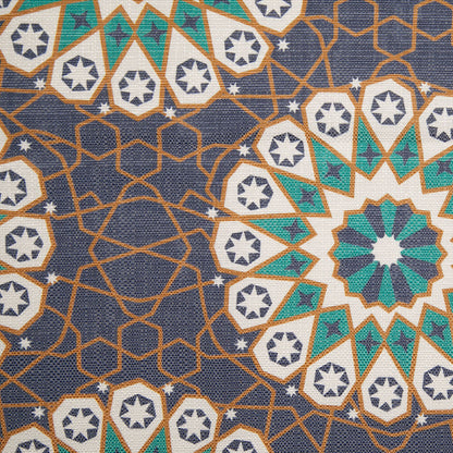 Spanish Aqua Geometric Poly/Cotton Canvas