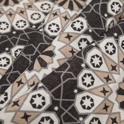 Spanish Black/Beige Geometric Poly/Cotton Canvas Folded