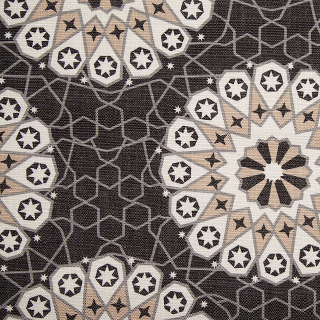 Spanish Black/Beige Geometric Poly/Cotton Canvas