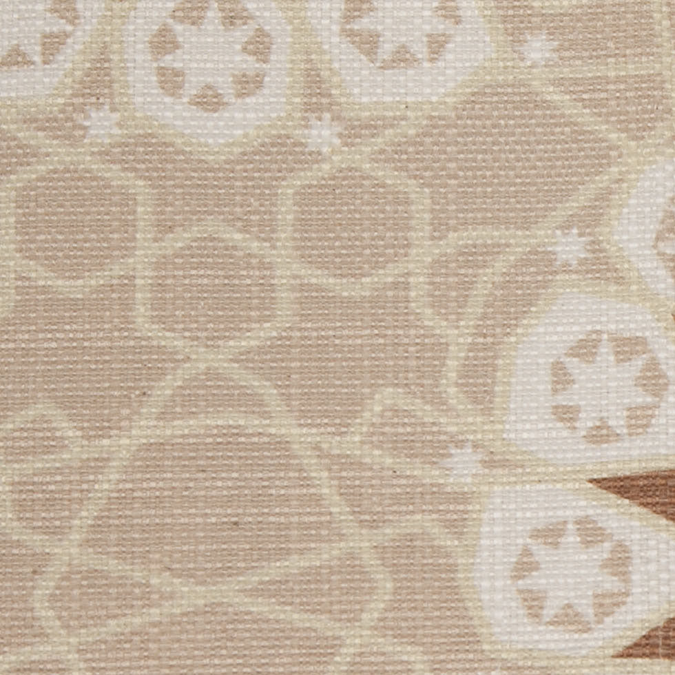 Spanish Beige/Brown Geometric Poly/Cotton Canvas Detail