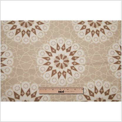Spanish Beige/Brown Geometric Poly/Cotton Canvas Full