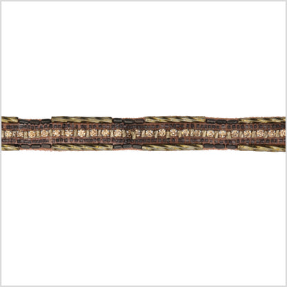 0.5" Gold/Copper Beaded Rhinestone Trim