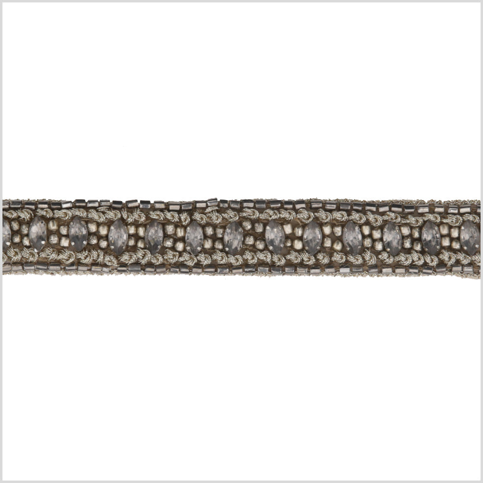 0.75 Gunmetal/Bronze Beaded Rhinestone Trim