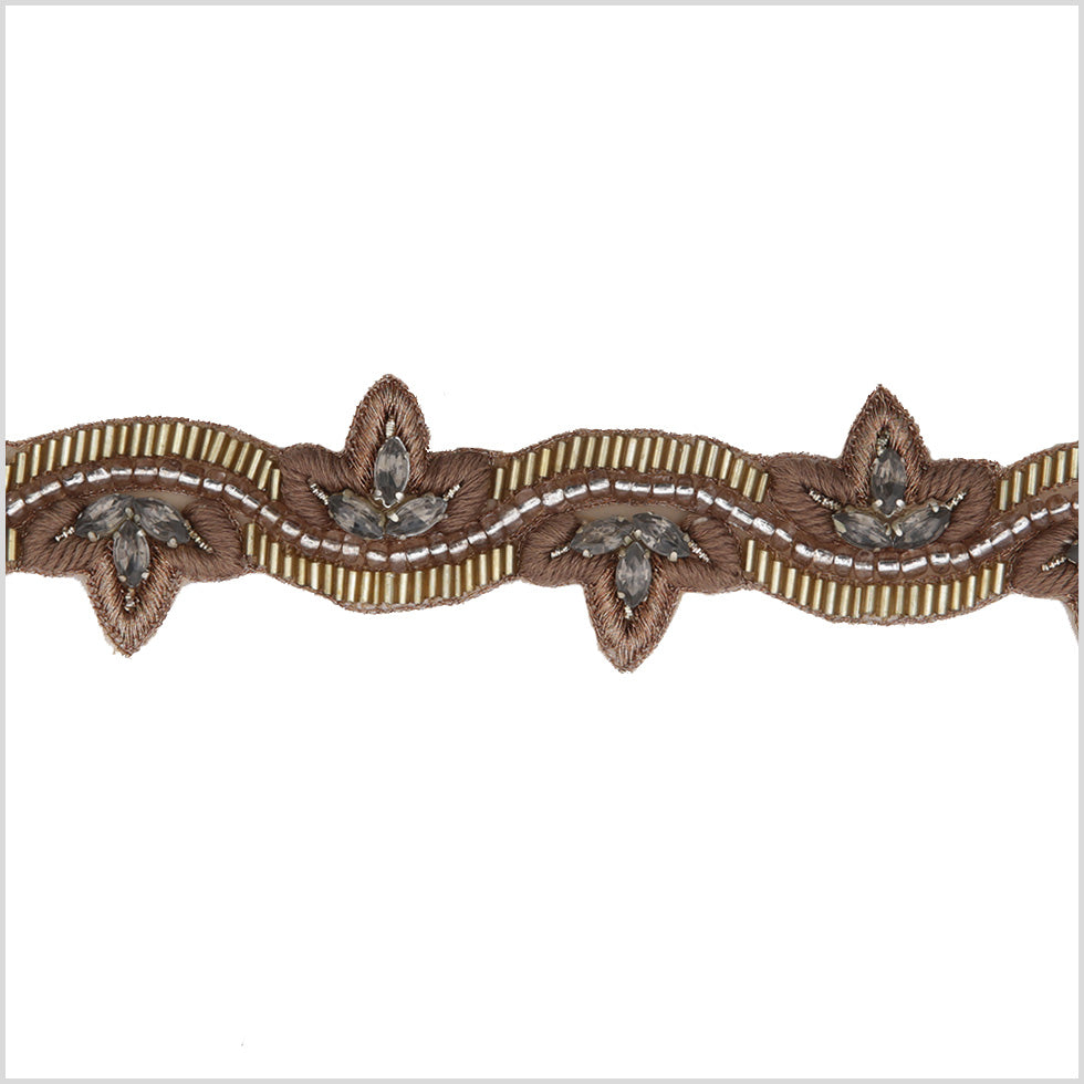 1.5" Gold/Copper Beaded Rhinestone Trim