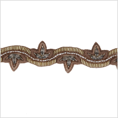 1.5" Gold/Copper Beaded Rhinestone Trim