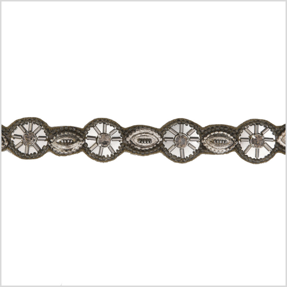 1 Black/Gunmetal Beaded Rhinestone Trim