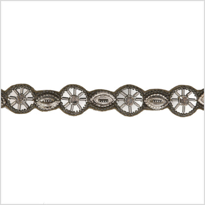 1 Black/Gunmetal Beaded Rhinestone Trim