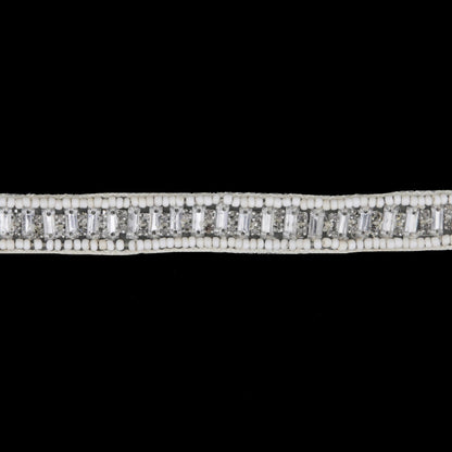 Ivory/Gunmetal Beaded Rhinestone Trim - 0.5