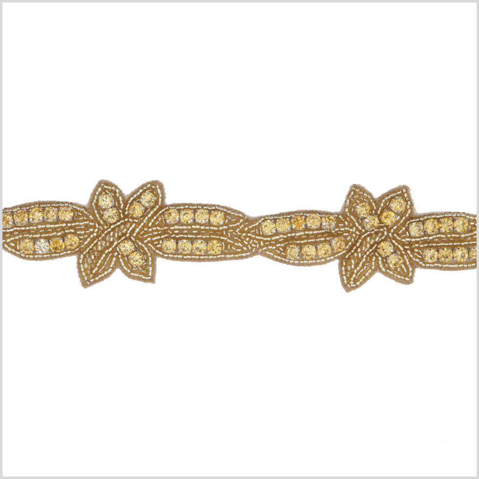 1.75" Gold Beaded Rhinestone Trim
