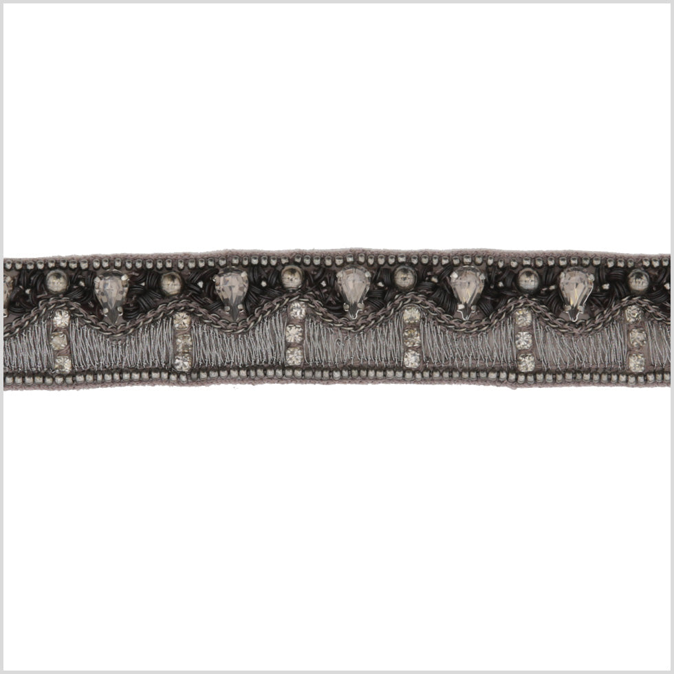 1 Gunmetal/Black Beaded Rhinestone Trim