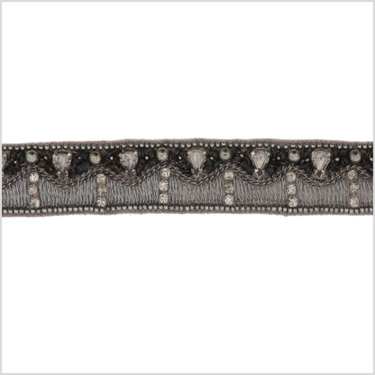 1 Gunmetal/Black Beaded Rhinestone Trim