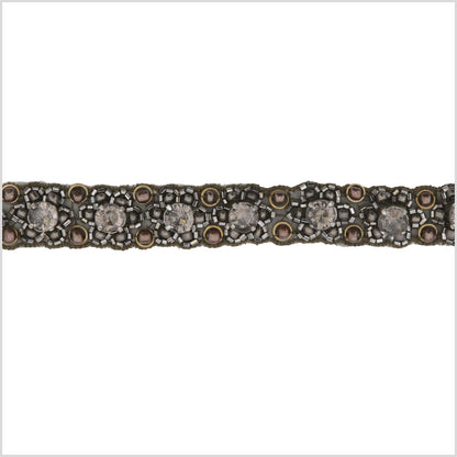 0.625" Gunmetal Beaded Rhinestone Trim