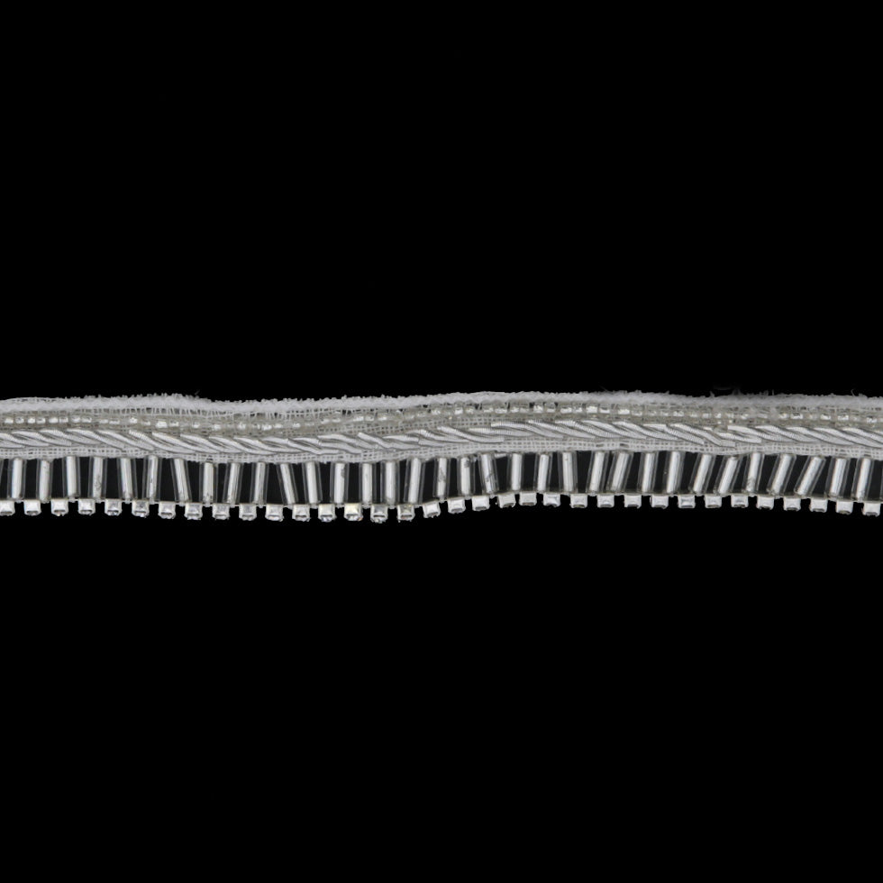 0.5 Pearl Ivory/Silver Beaded Rhinestone Trim