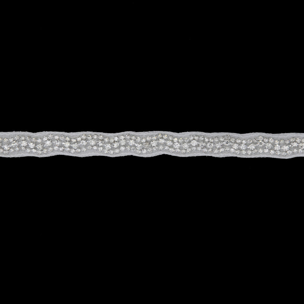 0.25" Silver/White Beaded Rhinestone Trim