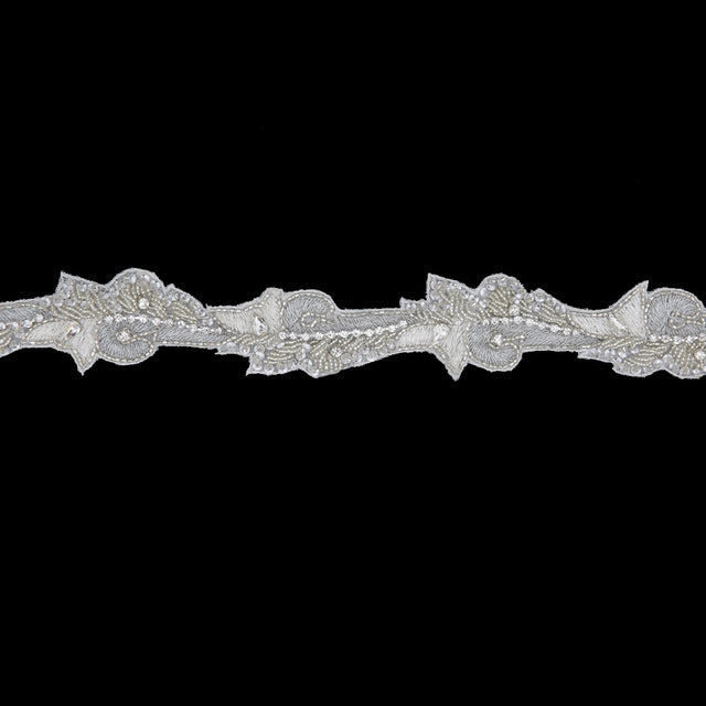 1.25 Silver Beaded Rhinestone Trim