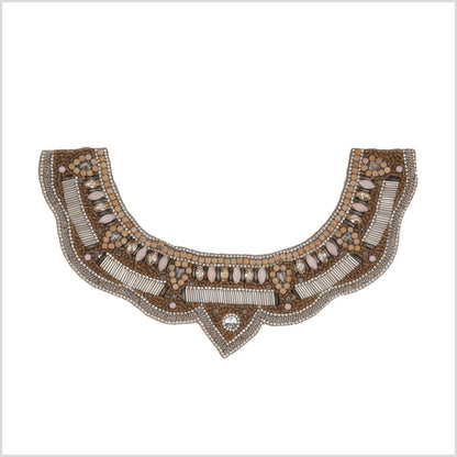 Peach/Pink Rhinestone Neck Applique