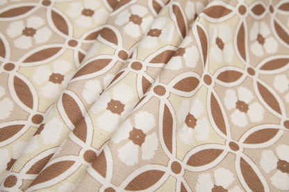 Spanish Brown/Beige Floral Geometric Poly/Cotton Canvas - Folded