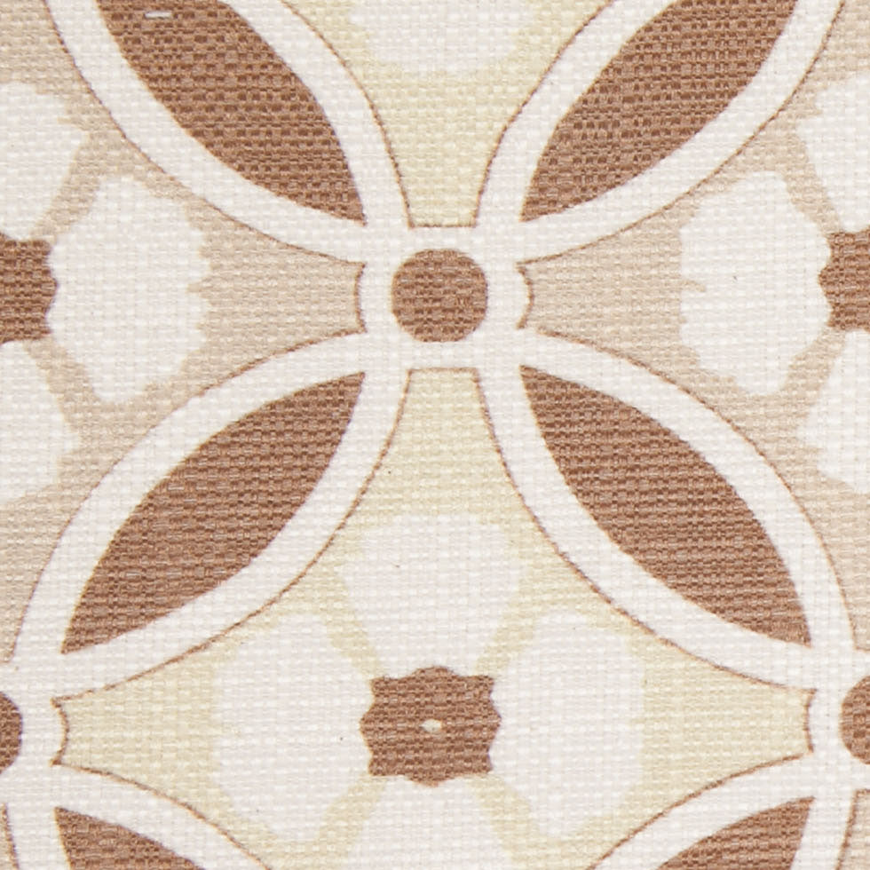 Spanish Brown/Beige Floral Geometric Poly/Cotton Canvas - Detail