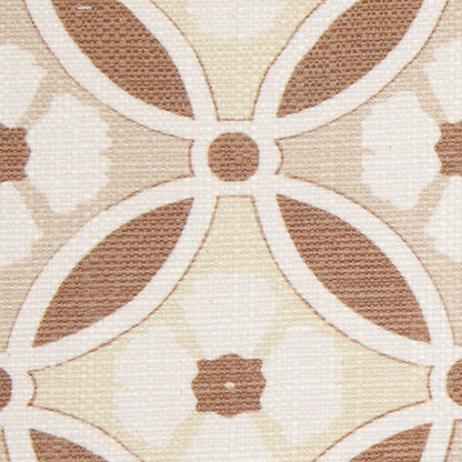 Spanish Brown/Beige Floral Geometric Poly/Cotton Canvas - Detail