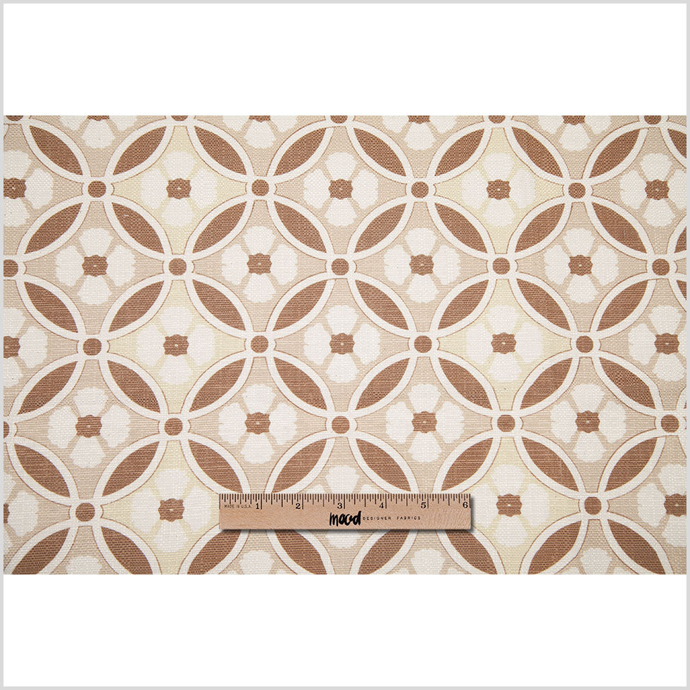 Spanish Brown/Beige Floral Geometric Poly/Cotton Canvas - Full