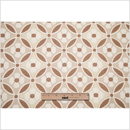Spanish Brown/Beige Floral Geometric Poly/Cotton Canvas - Full