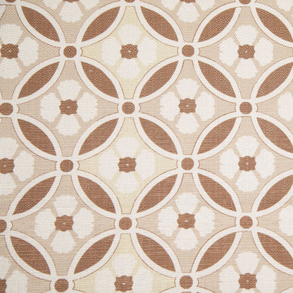 Spanish Brown/Beige Floral Geometric Poly/Cotton Canvas