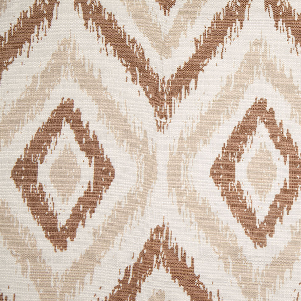Spanish Brown/Beige Ikat-Like Geometric Poly/Cotton Canvas