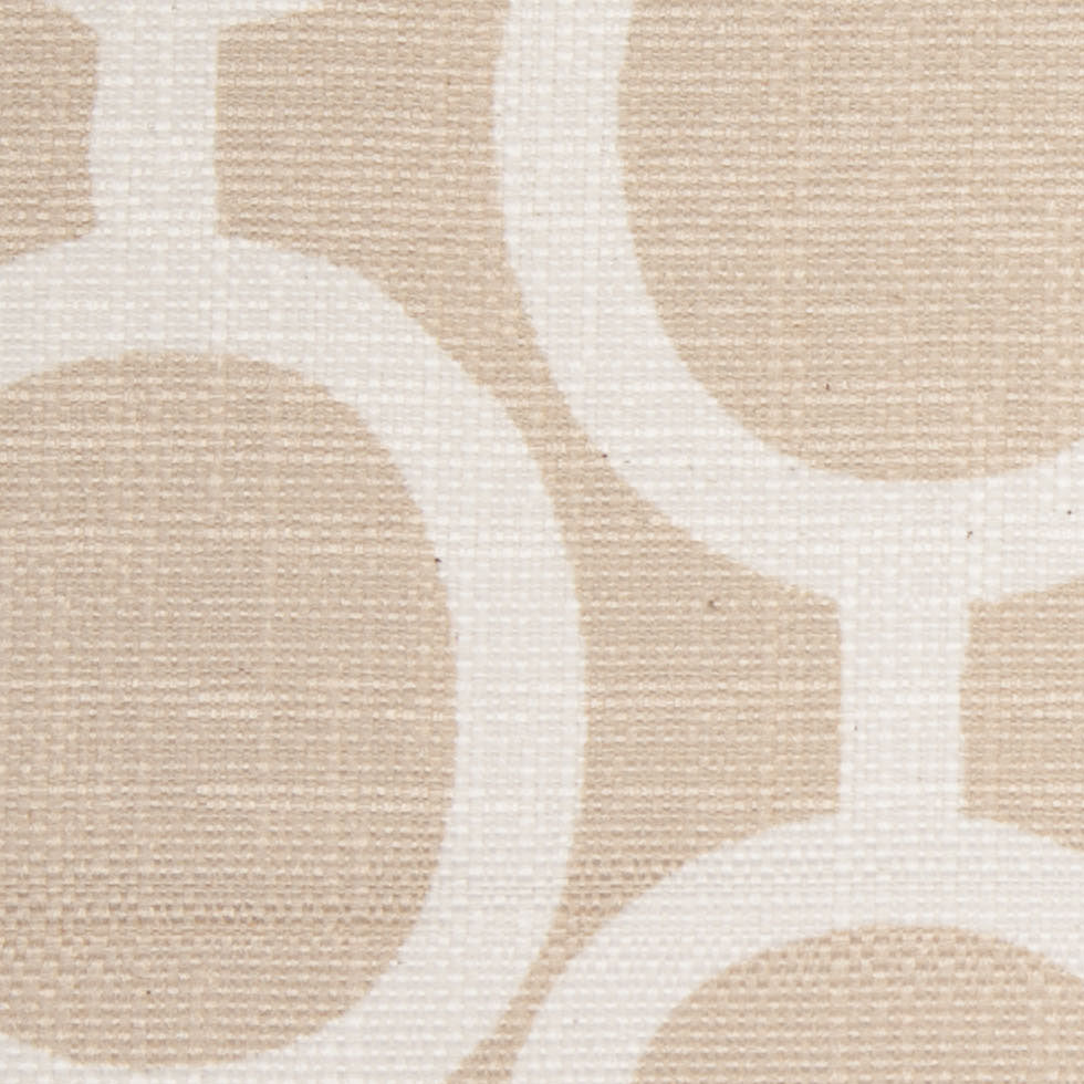 Spanish Beige/White Geometric Poly/Cotton Canvas Detail