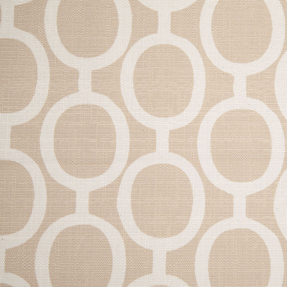 Spanish Beige/White Geometric Poly/Cotton Canvas