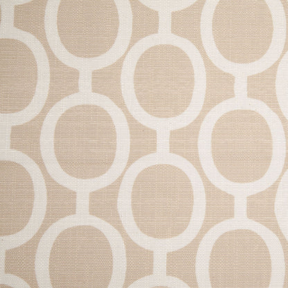 Spanish Beige/White Geometric Poly/Cotton Canvas