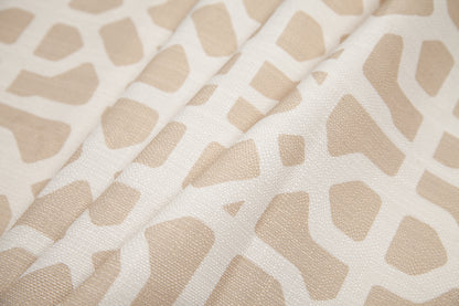 Spanish Beige/White Geometric Poly/Cotton Canvas - Folded