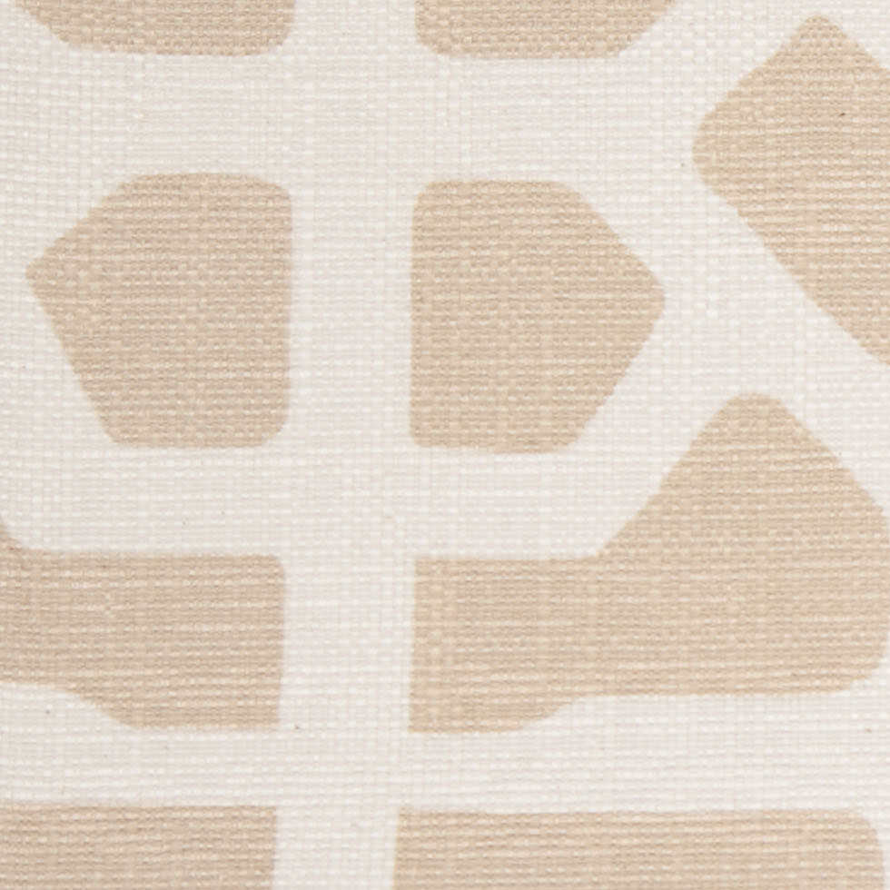 Spanish Beige/White Geometric Poly/Cotton Canvas - Detail