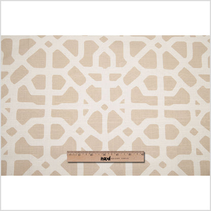 Spanish Beige/White Geometric Poly/Cotton Canvas - Full