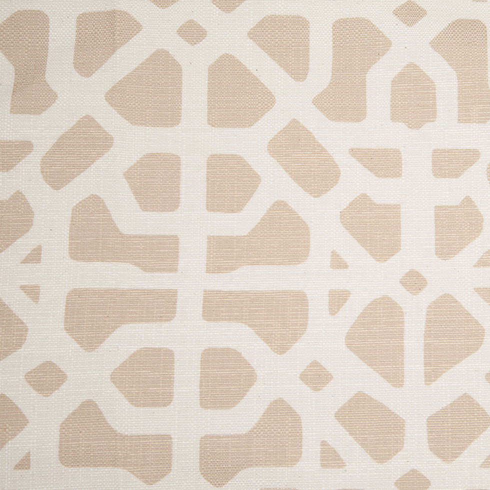 Spanish Beige/White Geometric Poly/Cotton Canvas