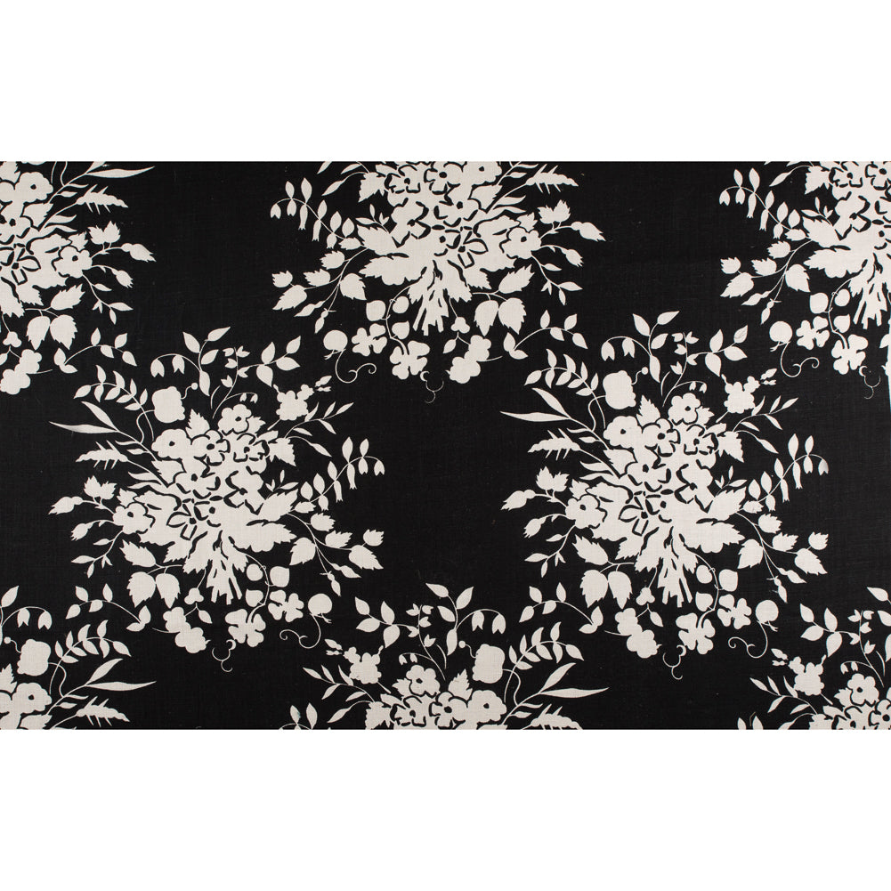 Ralph Lauren Black and Egret Floral Linen Canvas Full