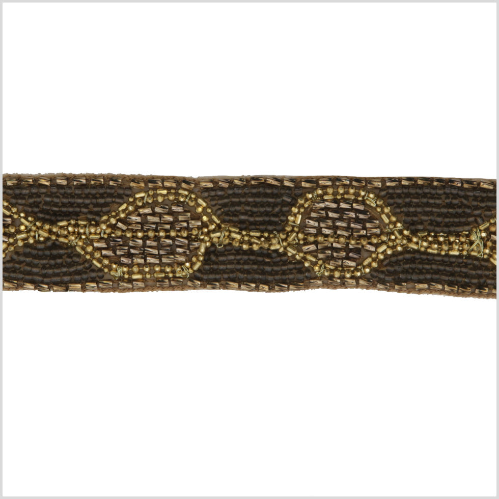 1" Gold/Gunmetal Beaded Trim