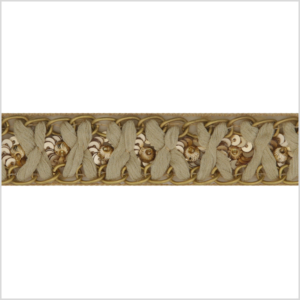 1.125 Gold Sequined Rhinestone Trim
