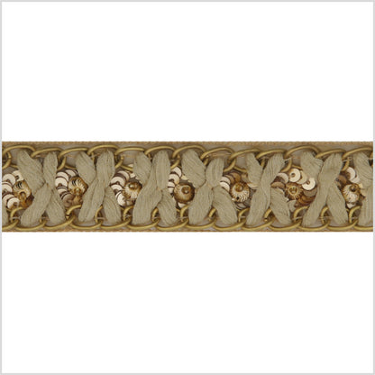 1.125 Gold Sequined Rhinestone Trim