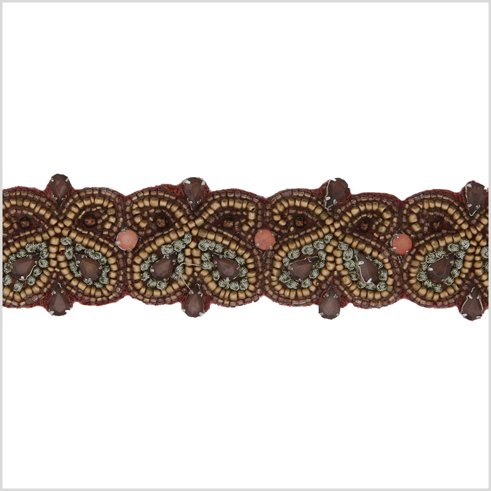 1.5 Dusty Rose Beaded Rose Trim
