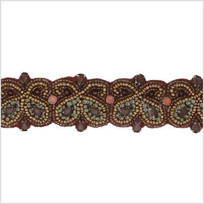 1.5 Dusty Rose Beaded Rose Trim