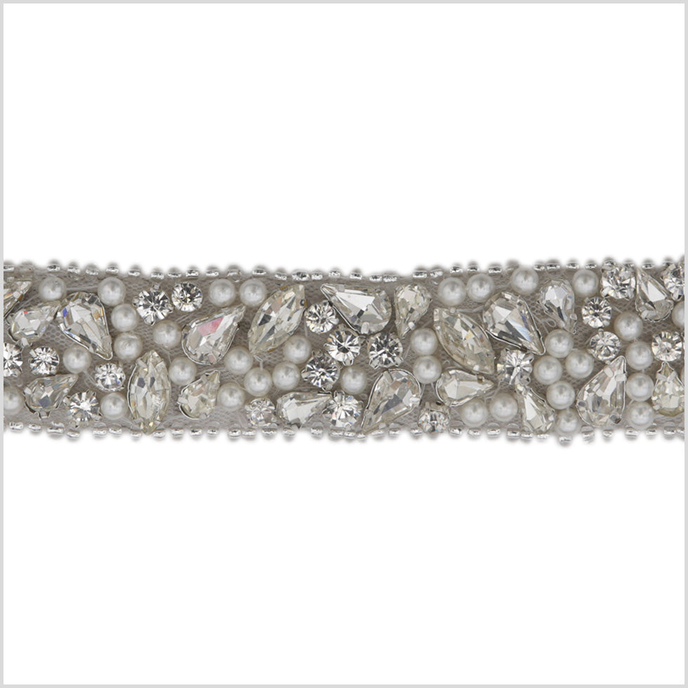 1 Silver Beaded Rhinestone Trim